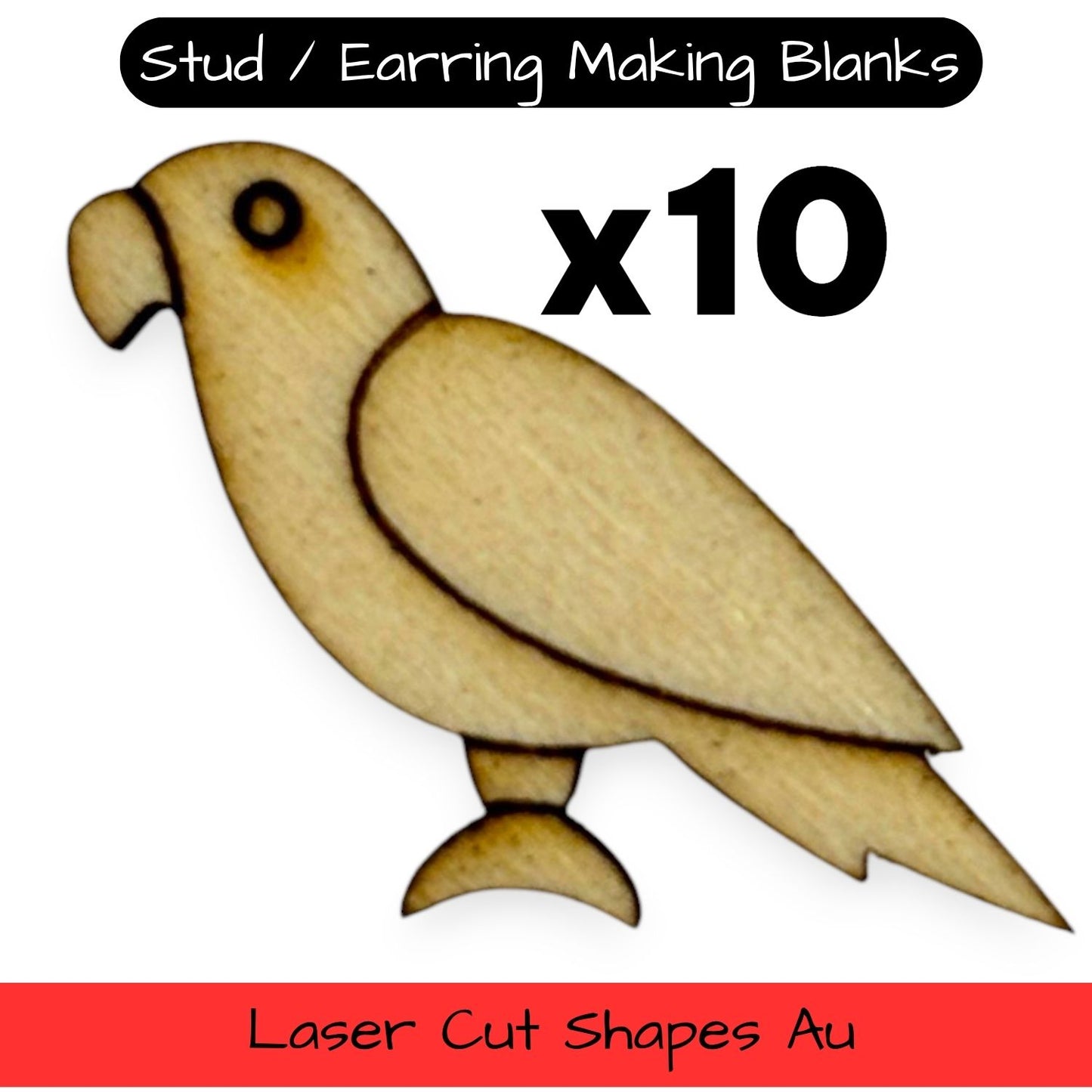 Wooden Animal Earring Blanks for DIY Jewellery Making, scrapbooking - Studs - 10pc Laser Cut Set