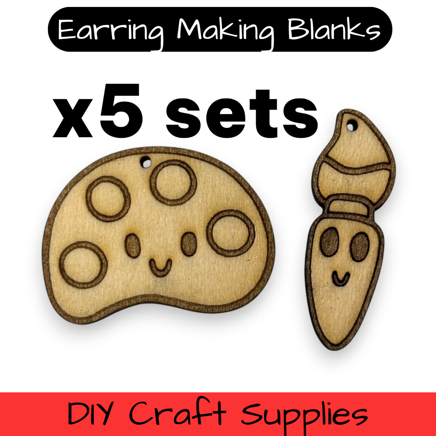 Wooden Teacher Earring Blanks for DIY Jewellery Making, dangles - 10pc Laser Cut Pieces