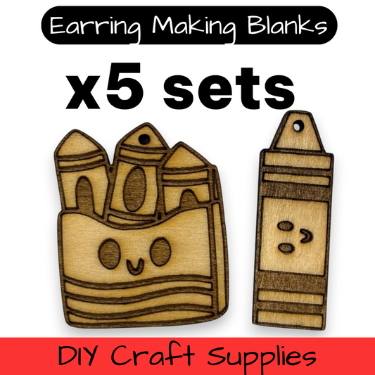 Wooden Teacher Earring Blanks for DIY Jewellery Making, dangles - 10pc Laser Cut Pieces