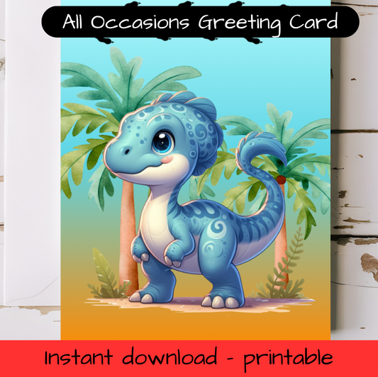 Dinosaur Greeting card with envelope - printable