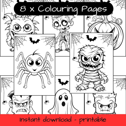 8 Printable colouring in pages - Halloween