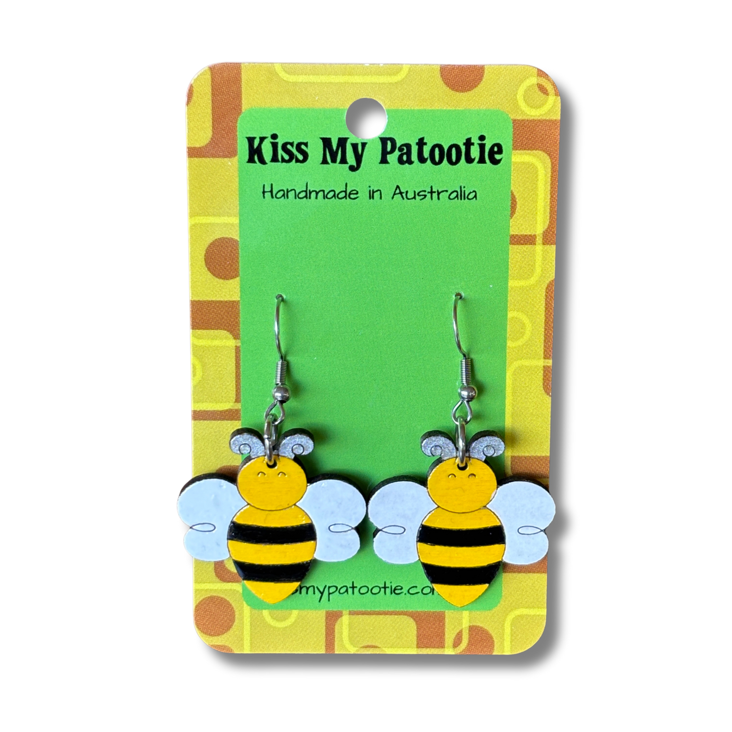 Wooden bumble bee earrings
