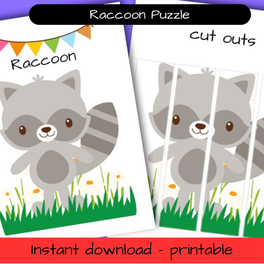 Printable Woodland activity sheet - Raccoon puzzle