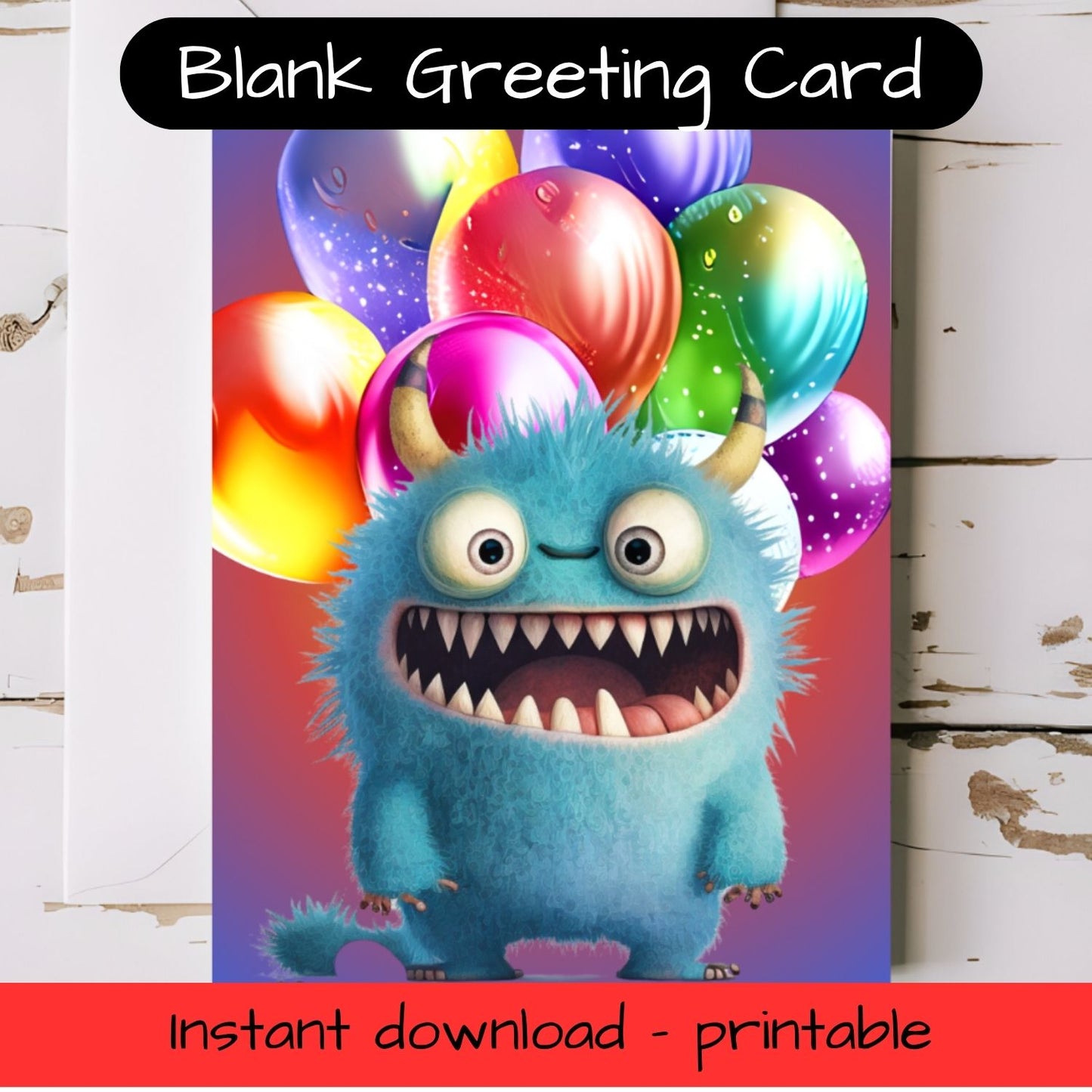 Monster Kids Greeting card with envelope - printable