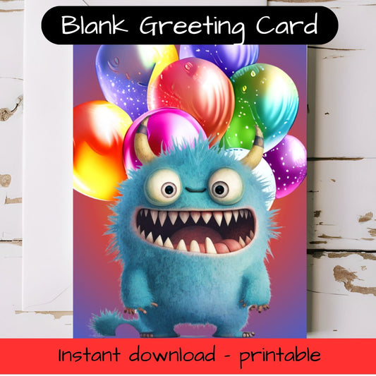 Monster Kids Greeting card with envelope - printable