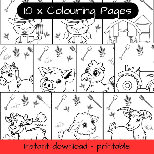 10 Printable colouring in pages - farm animals