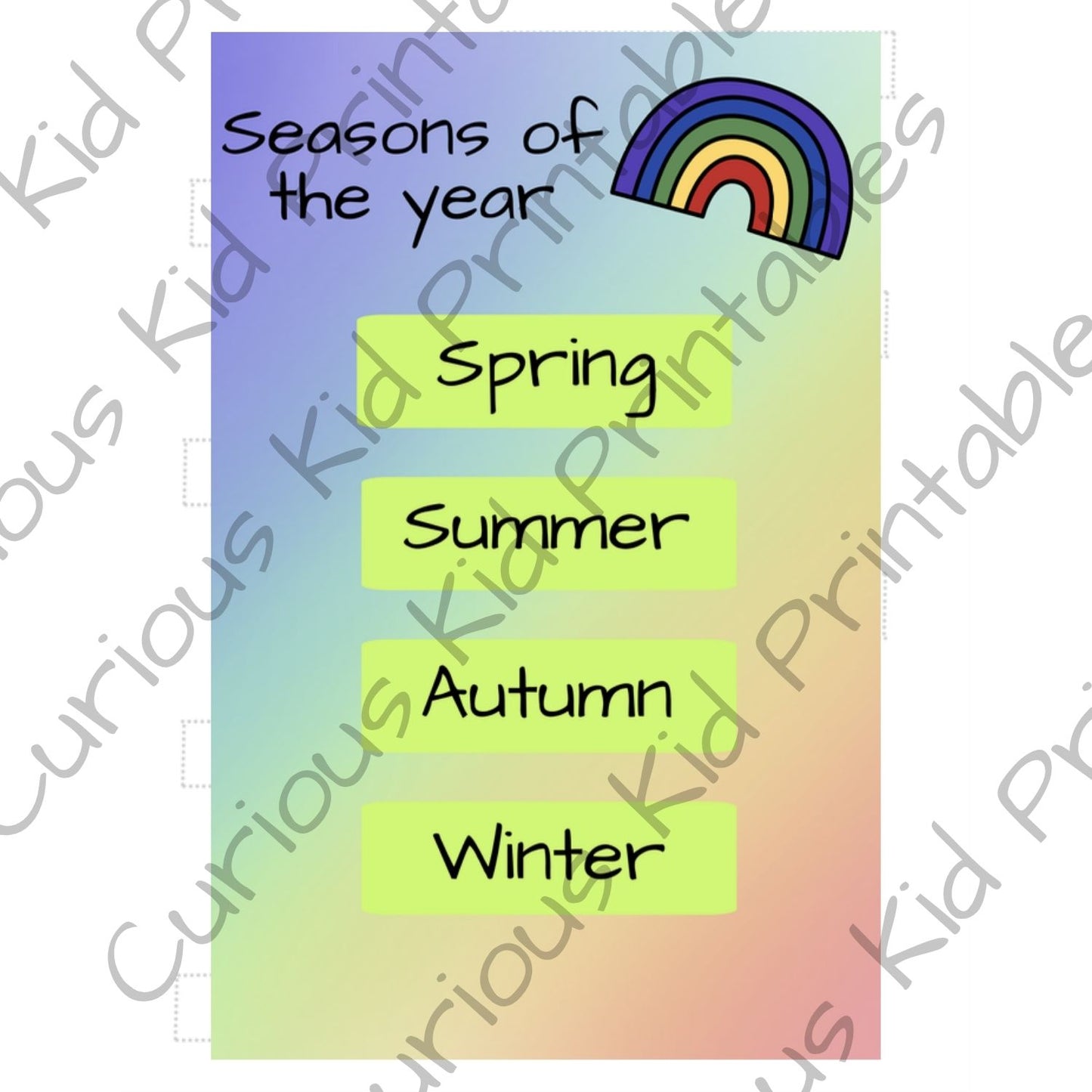 Seasons of the year visual calendar - classroom poster - teaching aid