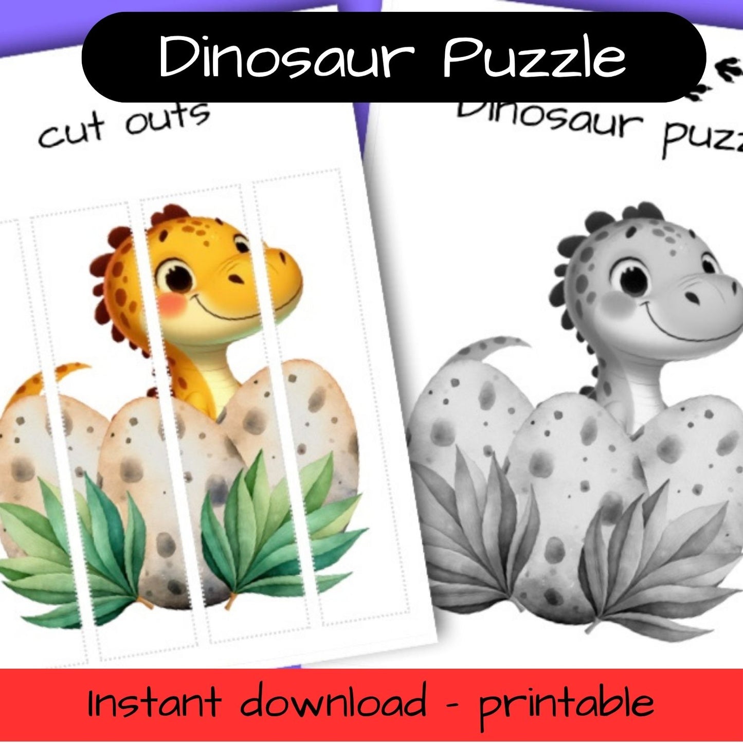 Printable Dinosaur activity sheets - puzzle