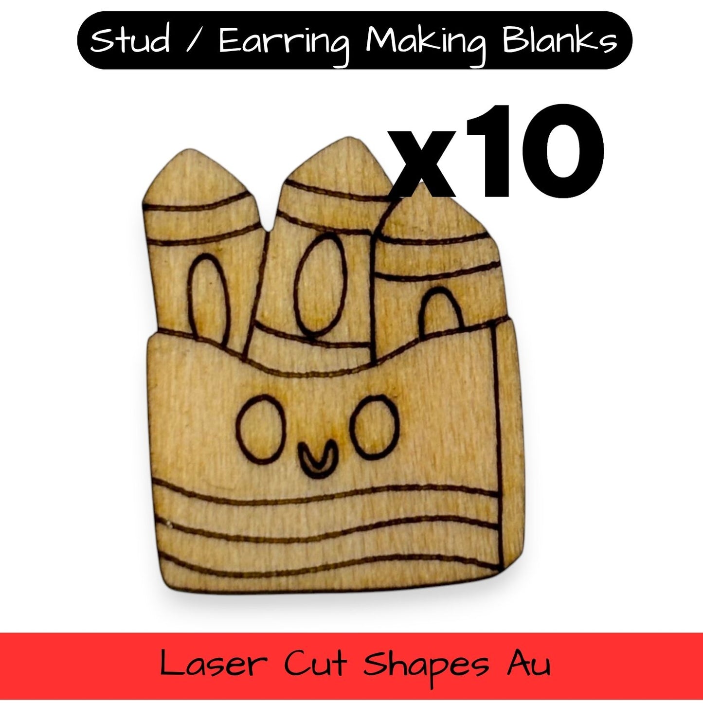 Wooden Teacher Earring Blanks for DIY Jewellery Making - Studs - 10pc Laser Cut Set