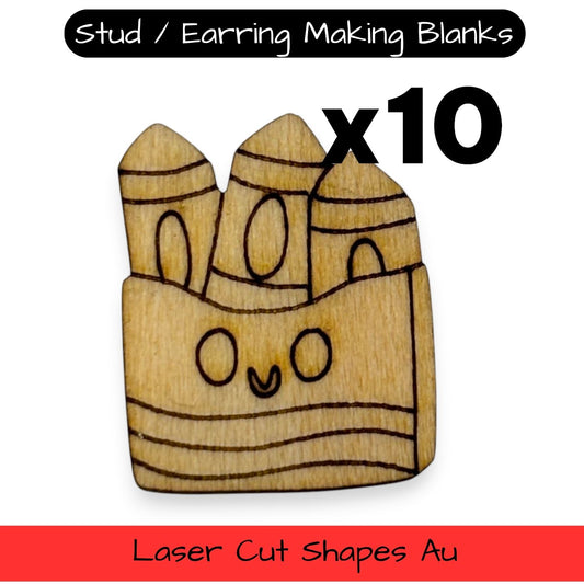 Wooden Teacher Earring Blanks for DIY Jewellery Making - Studs - 10pc Laser Cut Set