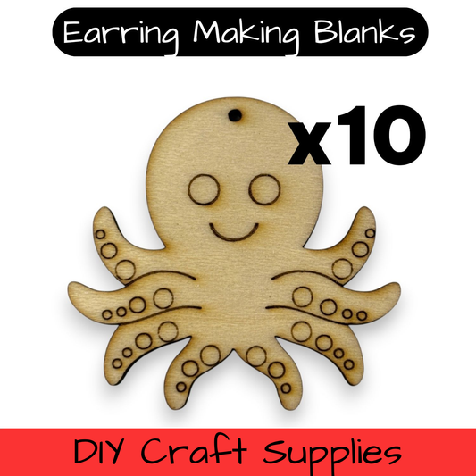 Wooden Animal Earring Blanks for DIY Jewellery Making, dangles - 10pc Laser Cut Pieces