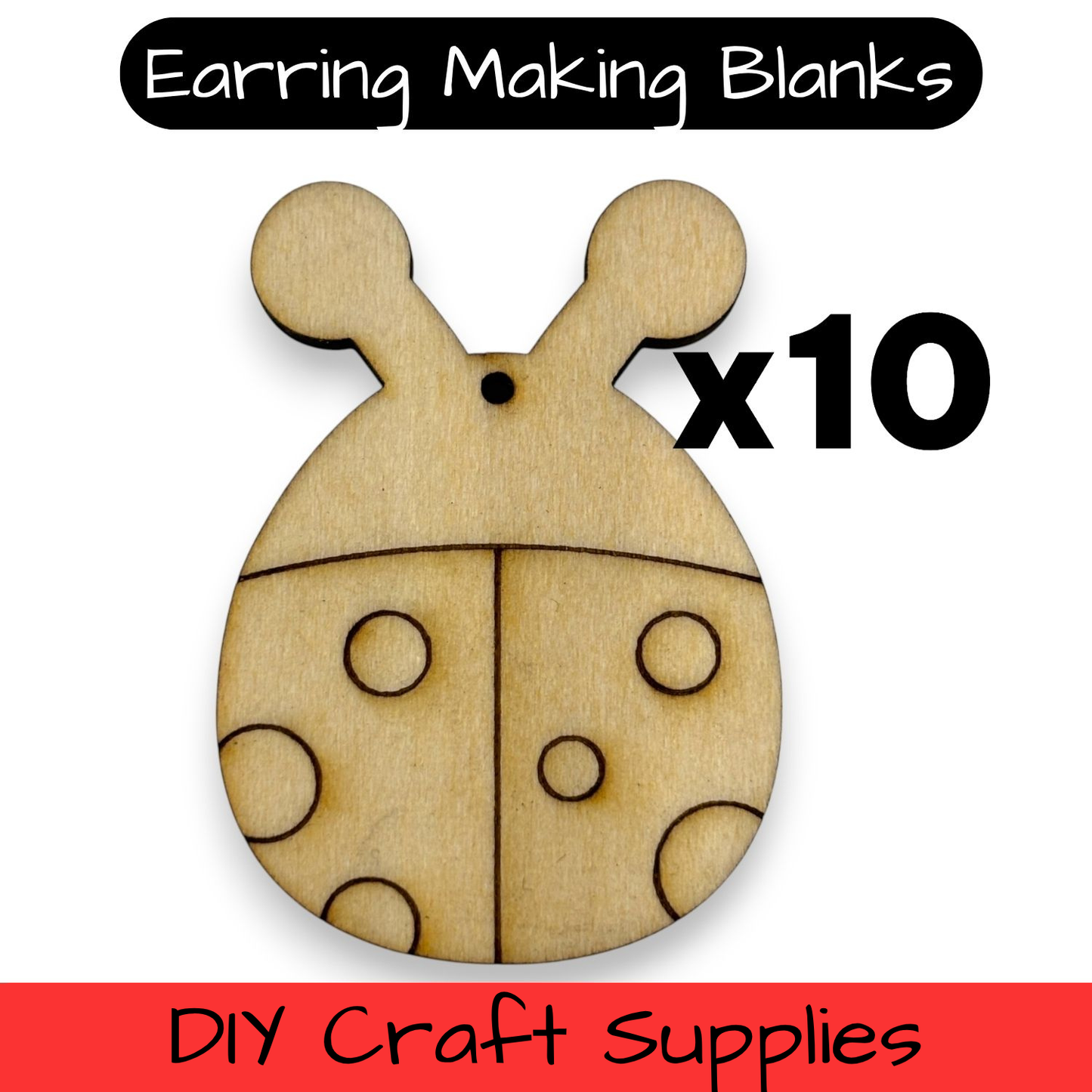 Wooden Animal Earring Blanks for DIY Jewellery Making, dangles - 10pc Laser Cut Pieces