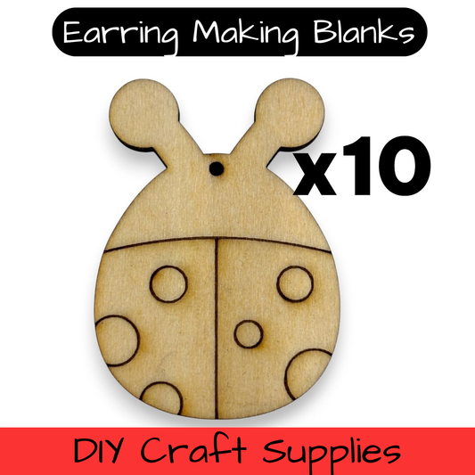 Wooden Animal Earring Blanks for DIY Jewellery Making, dangles - 10pc Laser Cut Pieces