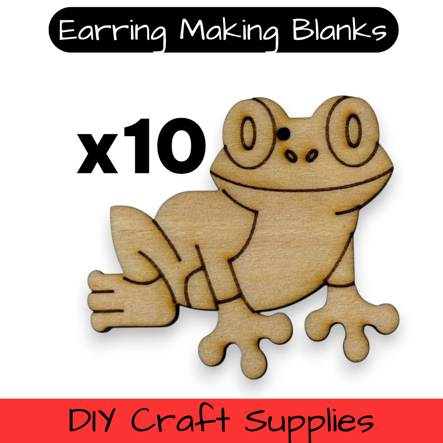 Wooden Animal Earring Blanks for DIY Jewellery Making, dangles - 10pc Laser Cut Pieces