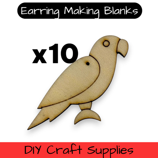 Wooden Bird Earring Blanks for DIY Jewellery Making, dangles - 10pc Laser Cut Pieces