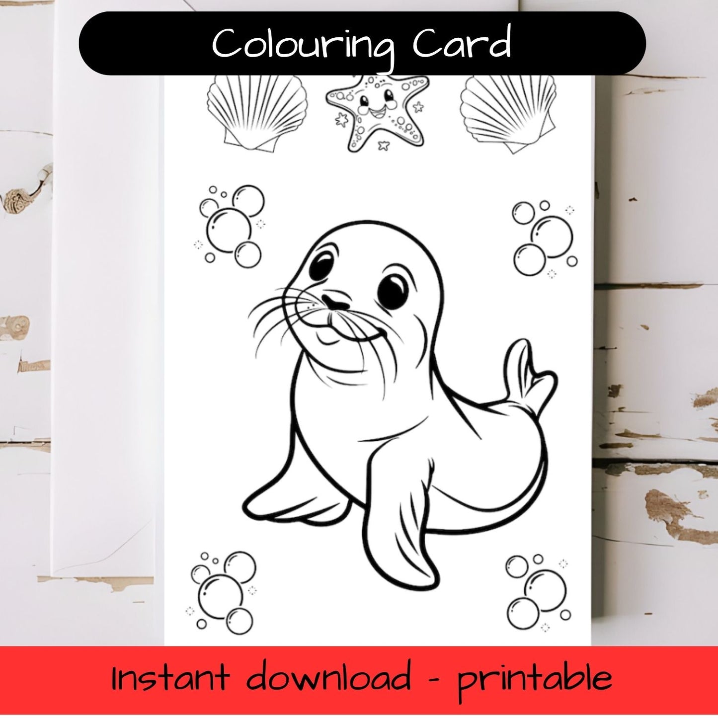 Seal greeting card with envelope - printable
