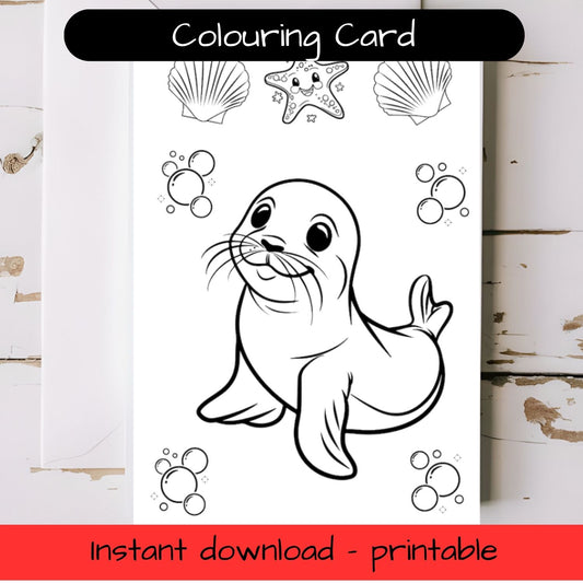 Seal greeting card with envelope - printable