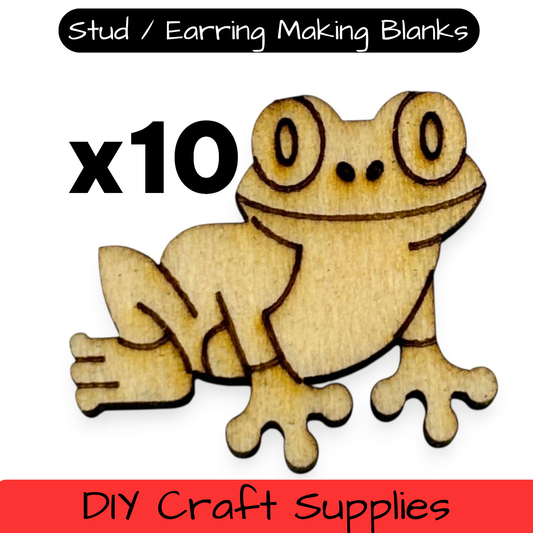Wooden Animal Earring Blanks for DIY Jewellery Making, scrapbooking - Studs - 10pc Laser Cut Set