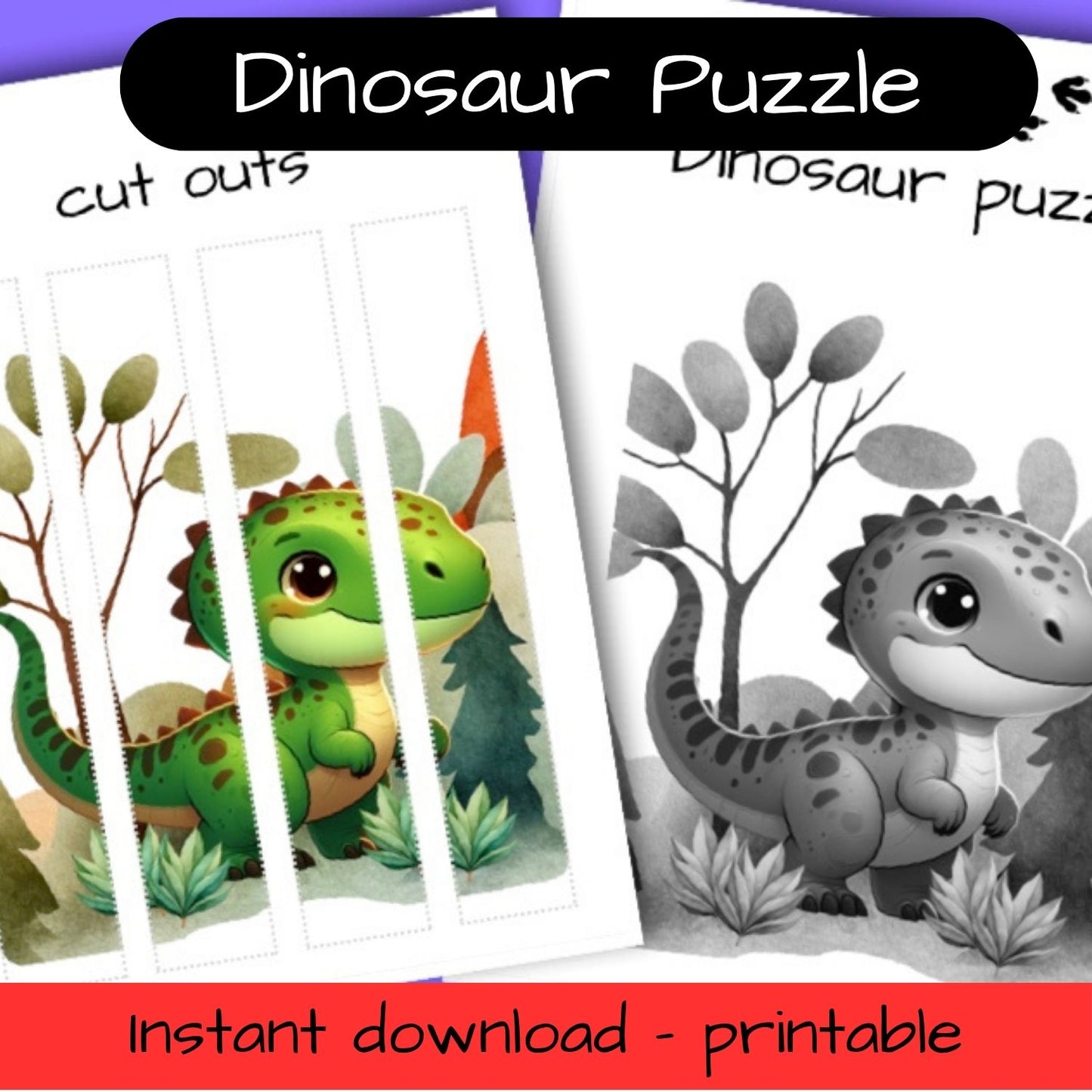 Printable Dinosaur activity sheets - puzzle