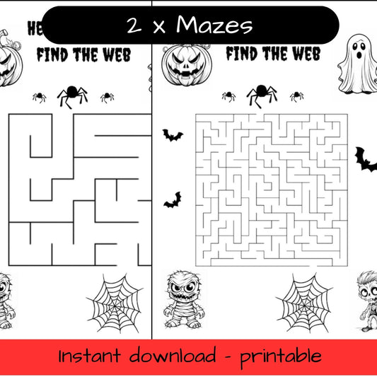 Printable Halloween mazes - activity sheets, colouring in