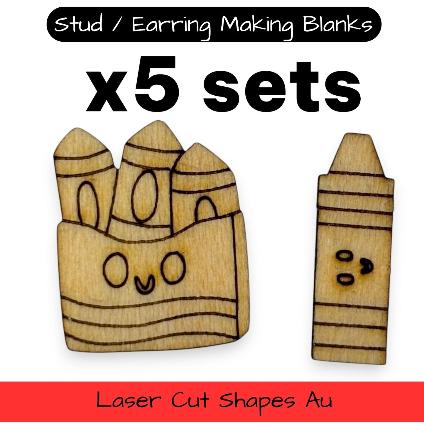 Wooden Teacher Earring Blanks for DIY Jewellery Making - Studs - 10pc Laser Cut Set