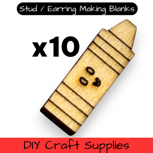 Wooden Teacher Earring Blanks for DIY Jewellery Making, Scrapbooking - Studs - 10pc Laser Cut Set