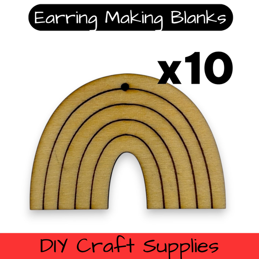 Wooden Rainbow Earring Blanks for DIY Jewellery Making, dangles - 10pc Laser Cut Pieces