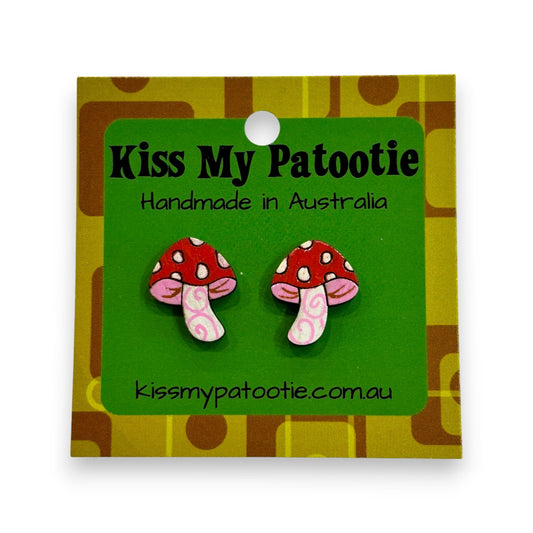 Mushroom studs - hand painted earrings