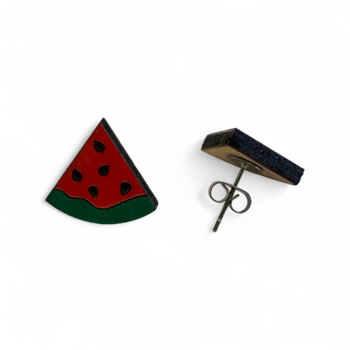 Watermelon studs - hand painted earrings