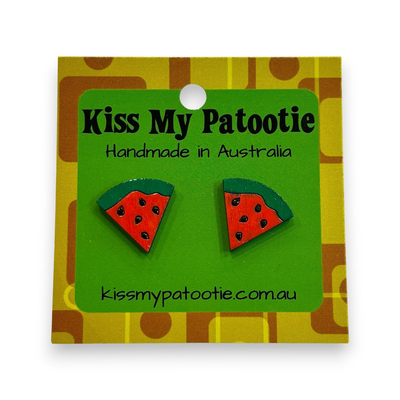Watermelon studs - hand painted earrings