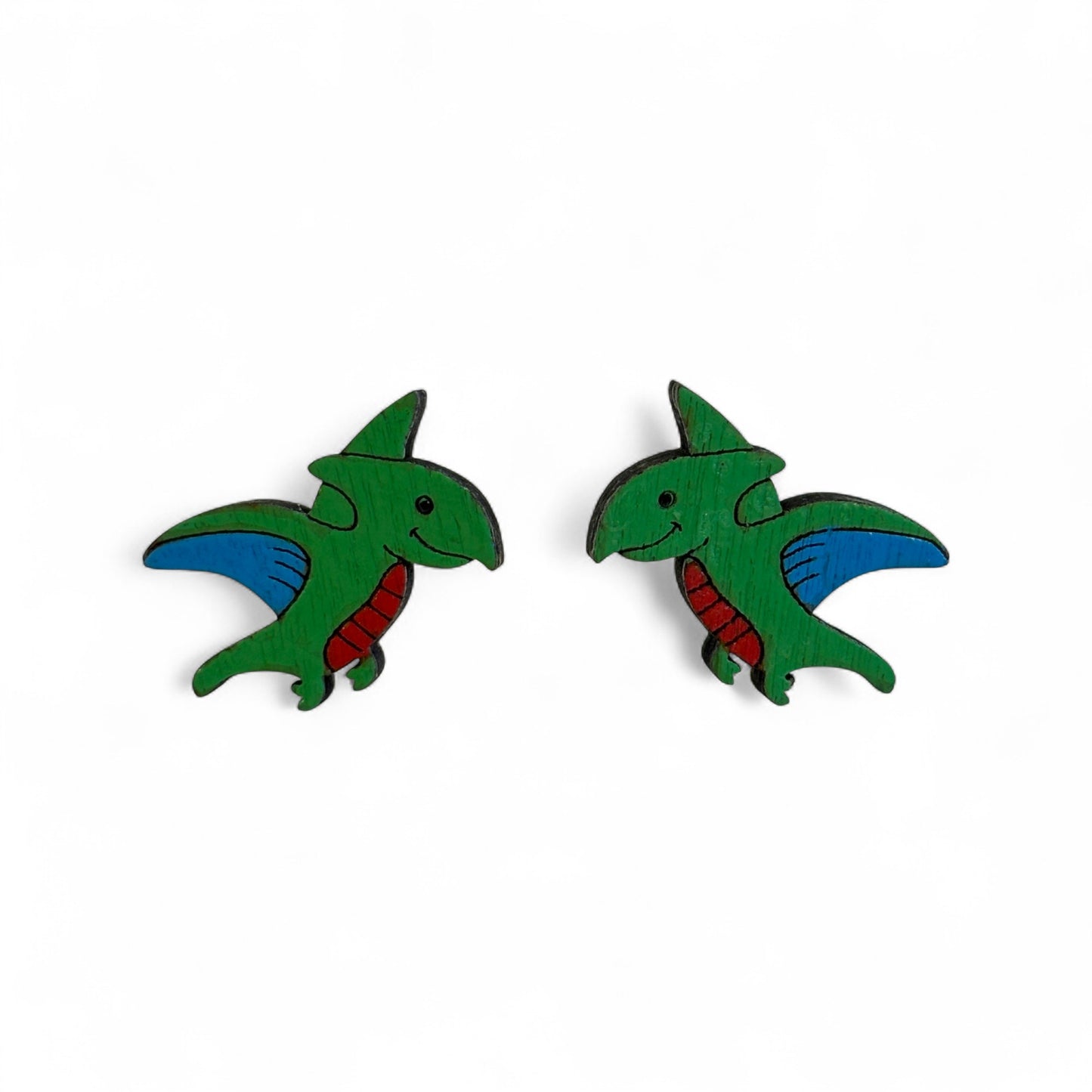 Wooden Dinosaur Earring Blanks for DIY Jewellery Making, Scrapbooking - Studs - 10pc Laser Cut Set