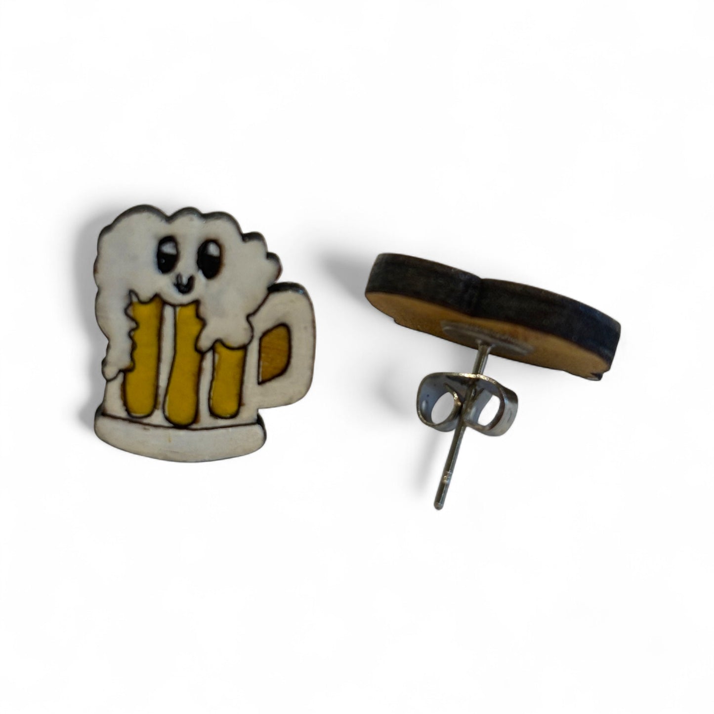 Beer & pretzel studs - hand painted earrings