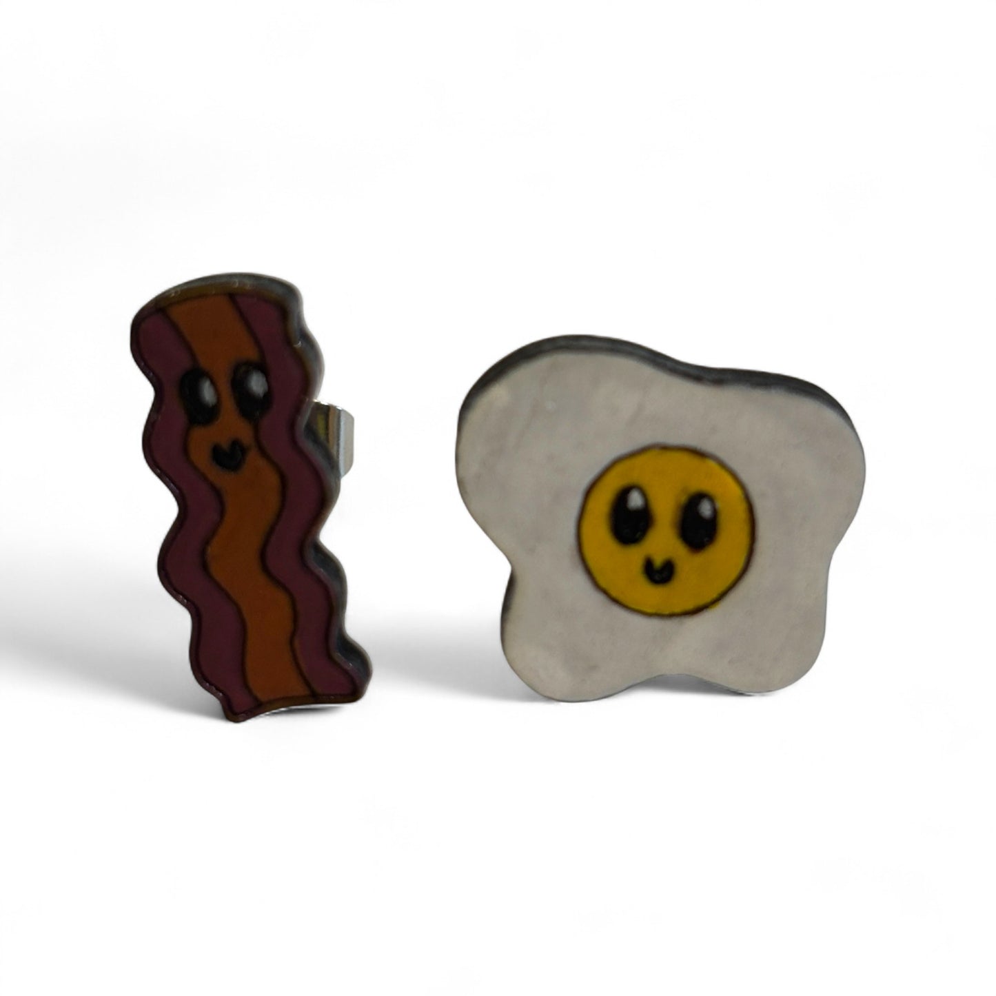 Bacon & Egg studs - hand painted earrings