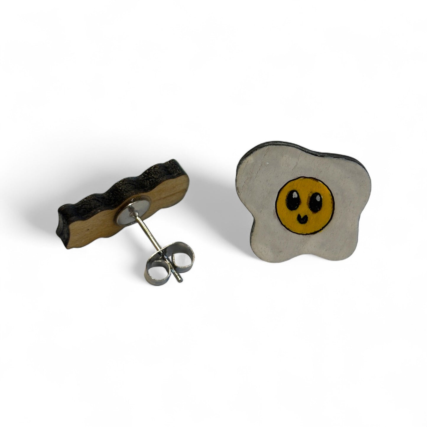 Bacon & Egg studs - hand painted earrings