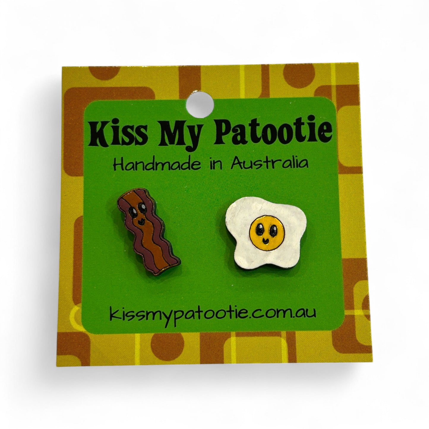 Bacon & Egg studs - hand painted earrings