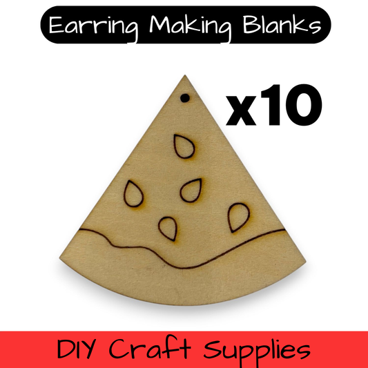 Wooden Watermelon Earring Blanks for DIY Jewellery Making, dangles - 10pc Laser Cut Pieces