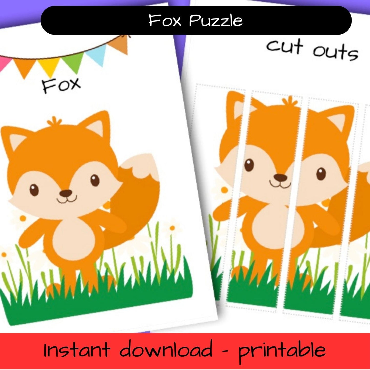 Printable Woodland activity sheet - Fox puzzle