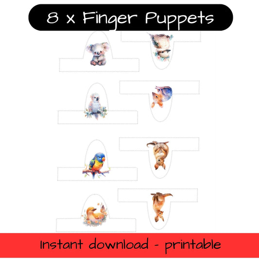 Printable Australian animal finger puppets - pretend play