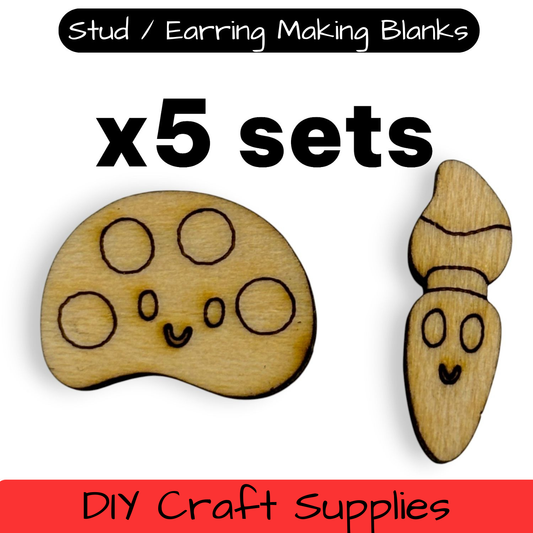 Wooden Teacher Earring Blanks for DIY Jewellery Making, Scrapbooking - Studs - 10pc Laser Cut Set