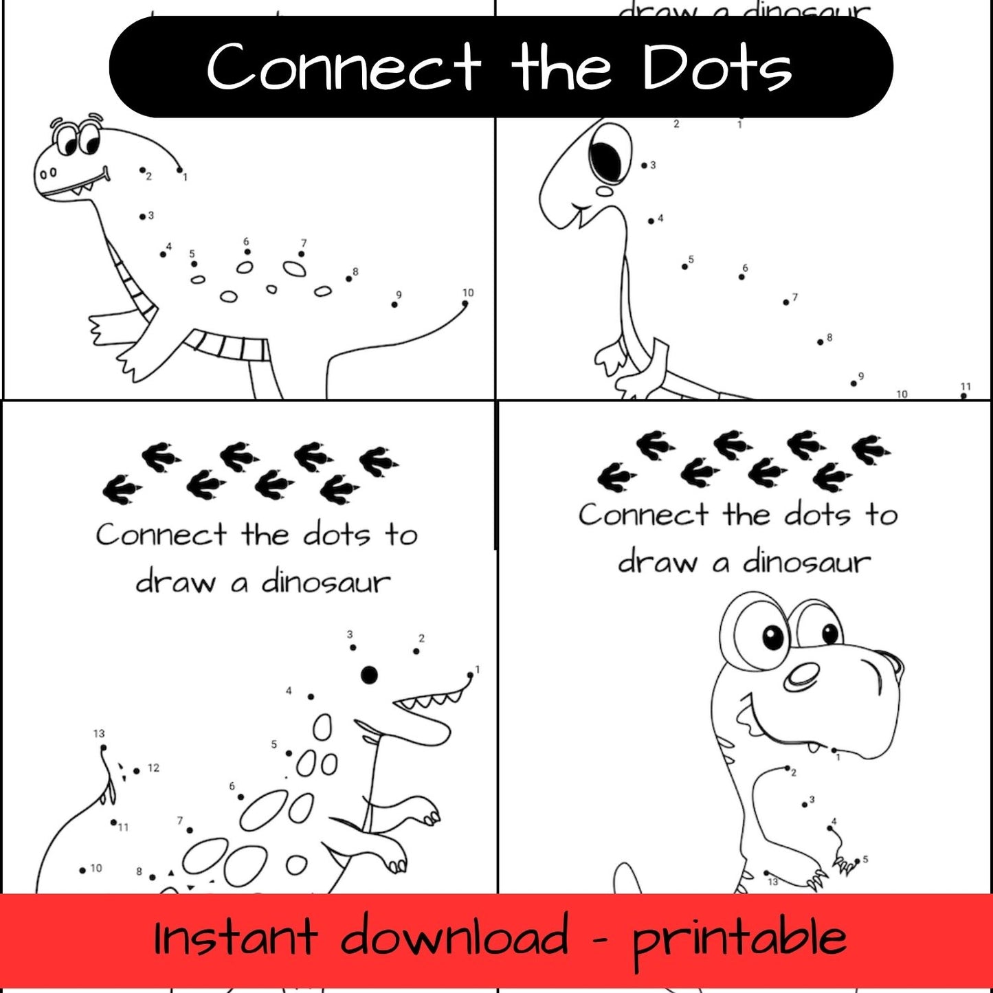 Printable Dinosaur activity sheets - dot to dot