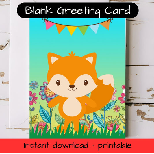 Woodland Fox Greeting card with envelope - printable
