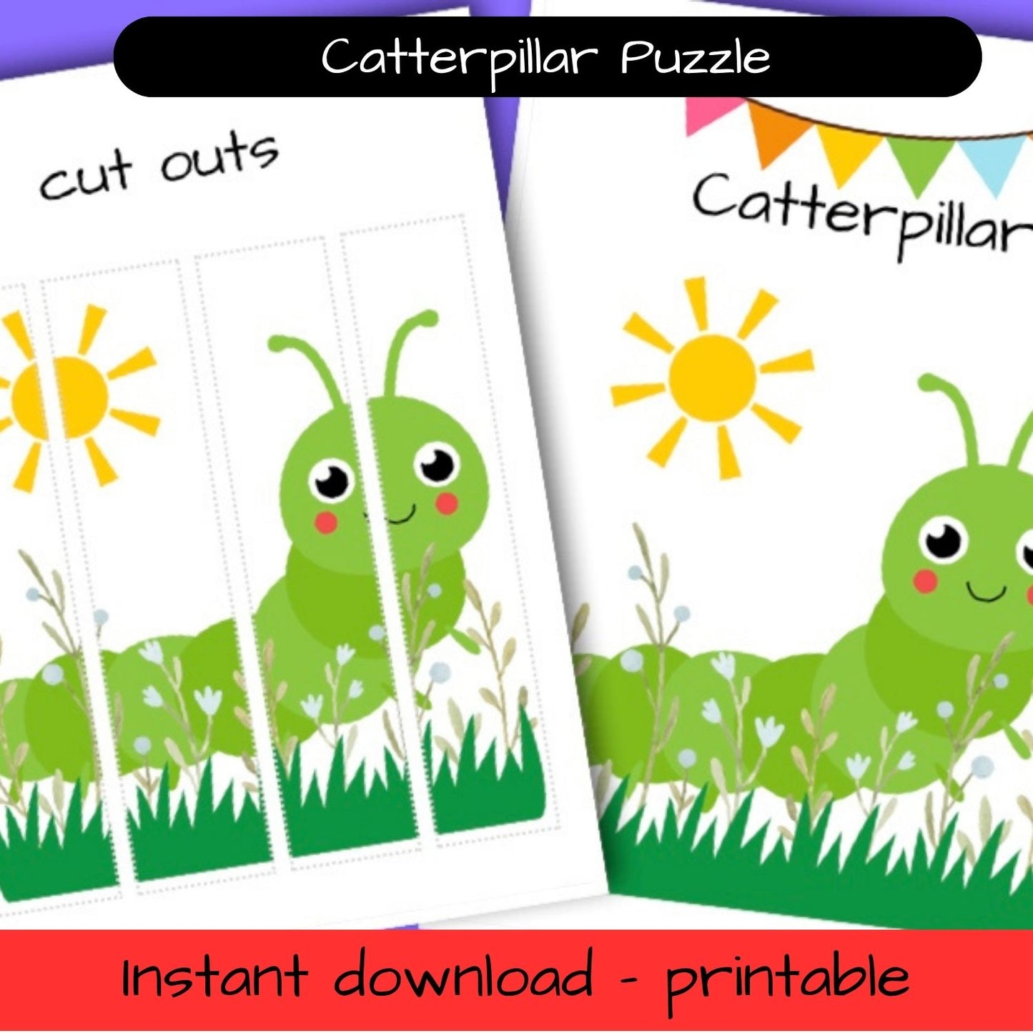 Printable Woodland activity sheet - Caterpillar puzzle