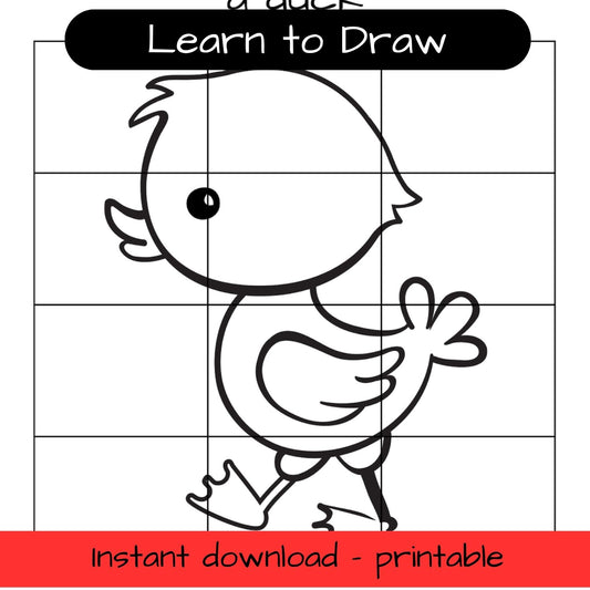 Learn to Draw - Duckling- printable grid drawing activity