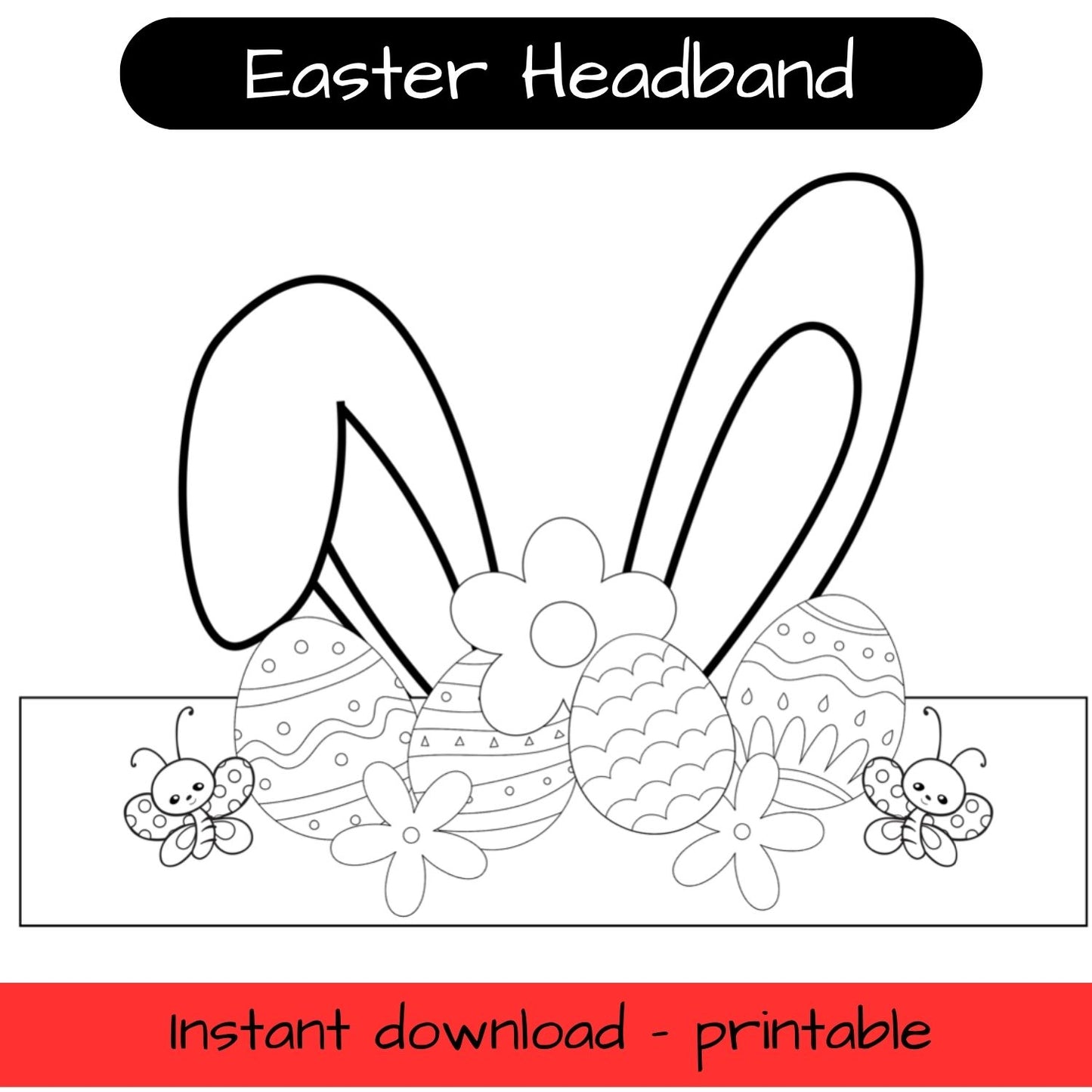 Easter bunny ears / paper crown - colouring in