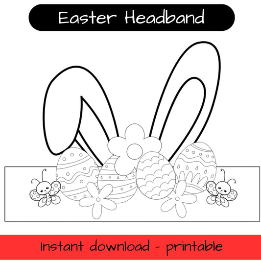 Easter bunny ears / paper crown - colouring in