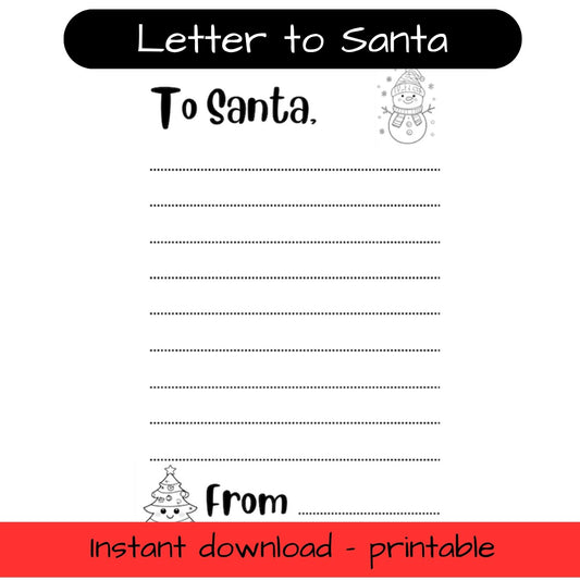 Printable Christmas 'Letter to Santa' - envelope inc