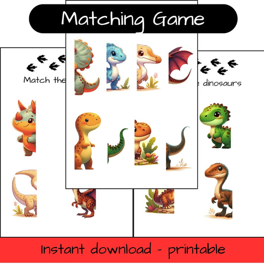 Printable Dinosaur activity sheets - Matching puzzle