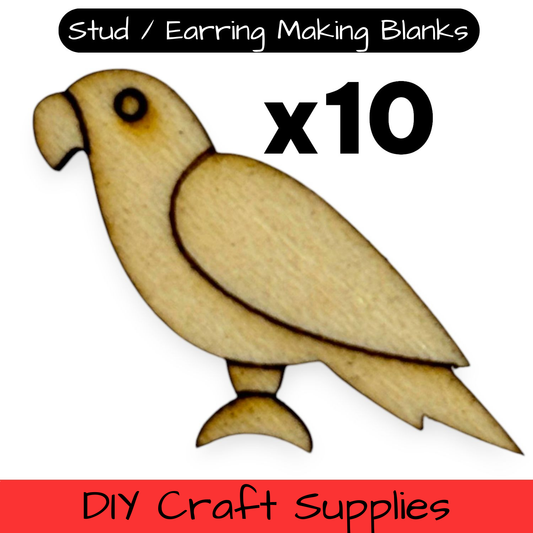 Wooden Animal Earring Blanks for DIY Jewellery Making, scrapbooking - Studs - 10pc Laser Cut Set