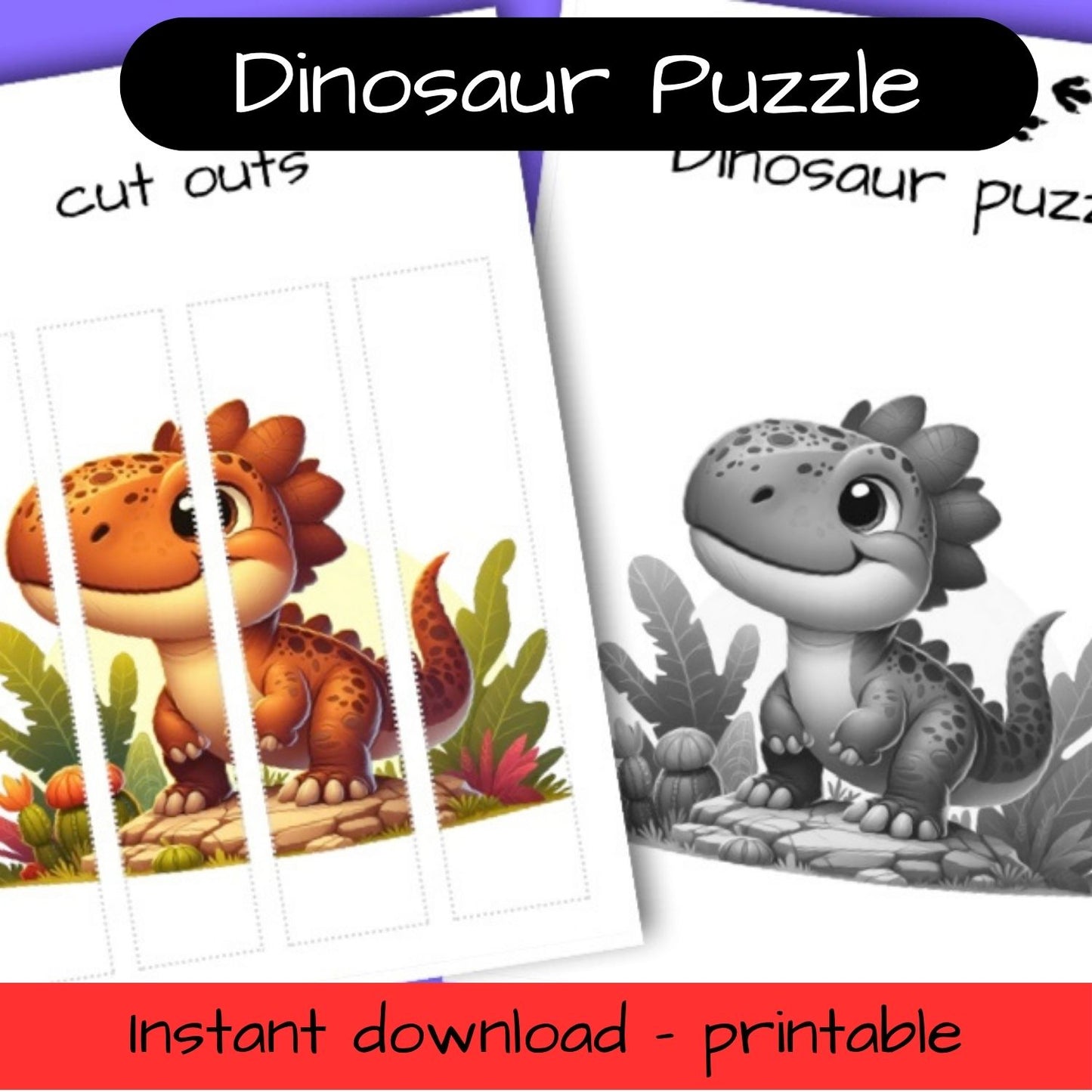 Printable Dinosaur activity sheets - puzzle