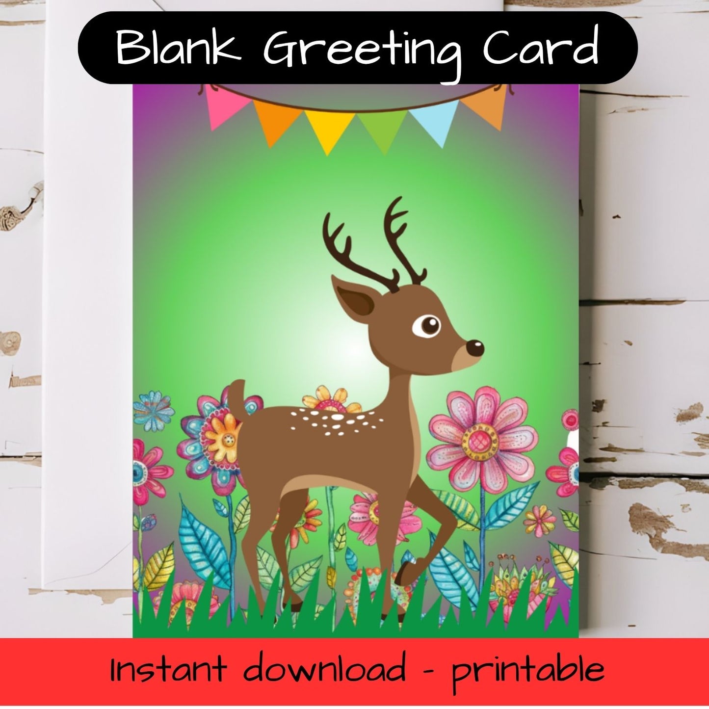 Woodland Animal Greeting card with envelope - printable